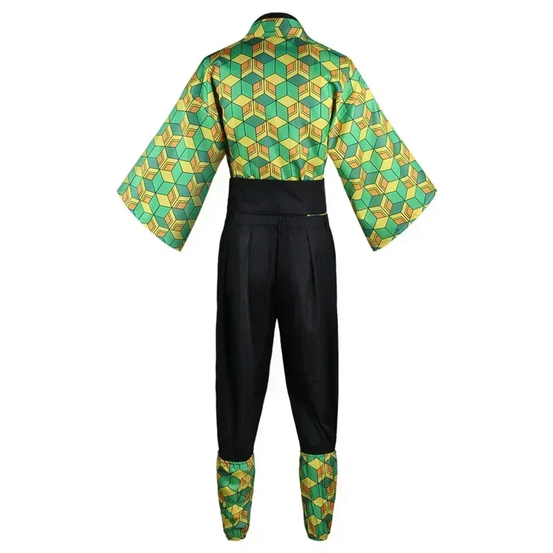 Nouvelle tenue de cosplay Kimono Sabito Bear House 2026 pour hommes avec perruque, masque et autocollants de tatouage – Costume de fête d'Halloween