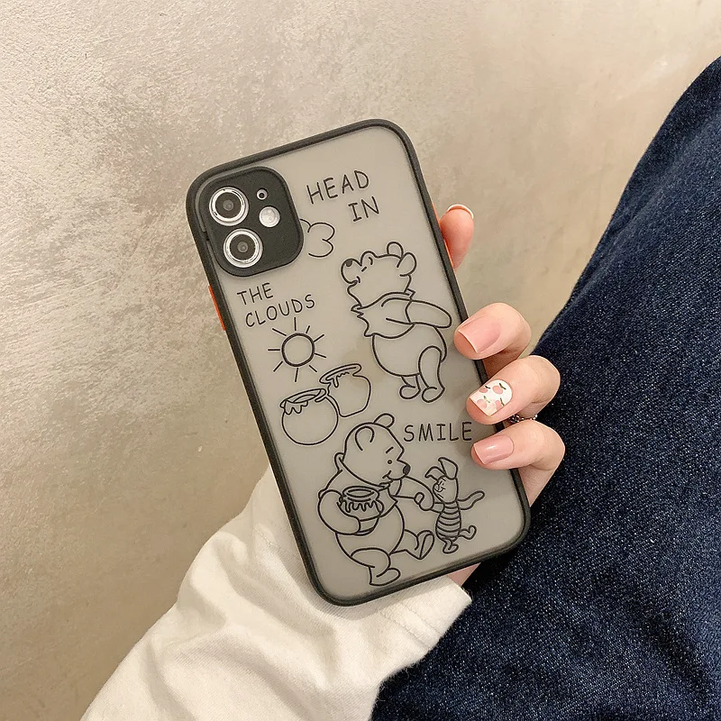 Cute Disney Winnie the Pooh Soft Case for iPhone 12 Pro 11 Pro XS Max X XR 7 8 Plus Back Cover Silicone TPU Anti-fall Shell