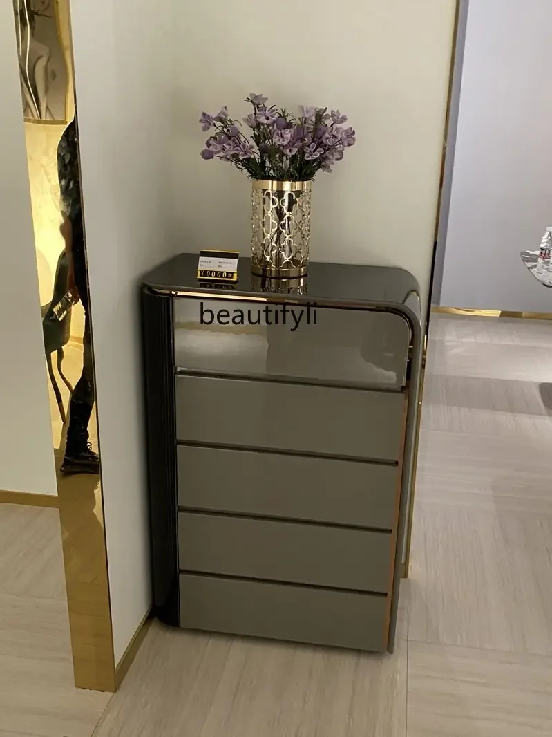 

Italian-Style Light Luxury Minimalist Chest of Drawers Bedroom Locker Large and Small Apartment Decorative Side CabinetA