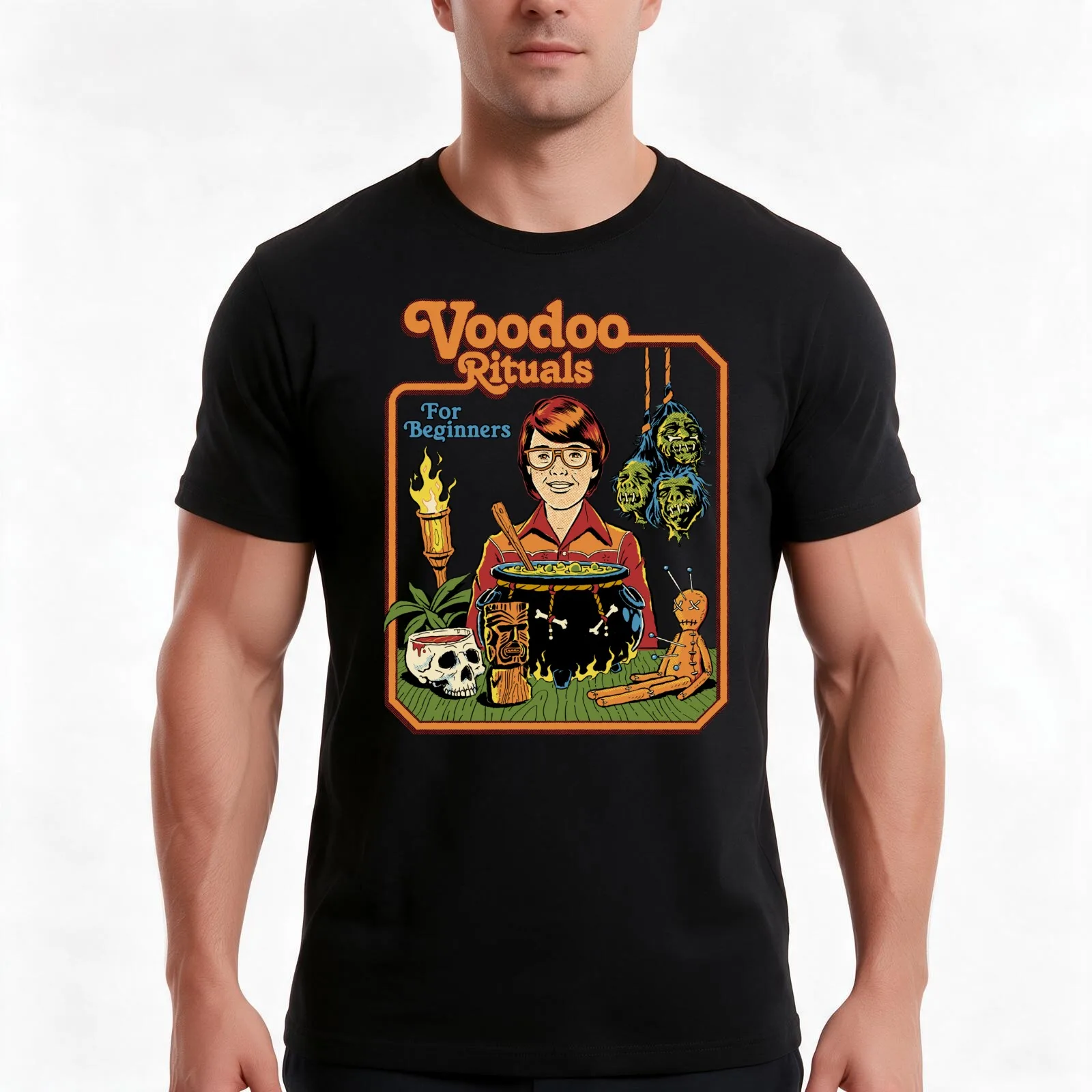 Voodoo Rituals For Beginners T-Shirt, Summer Casual Cotton Tee, Oversized Streetwear Tops, Vintage Graphic Print, 100% Cotton