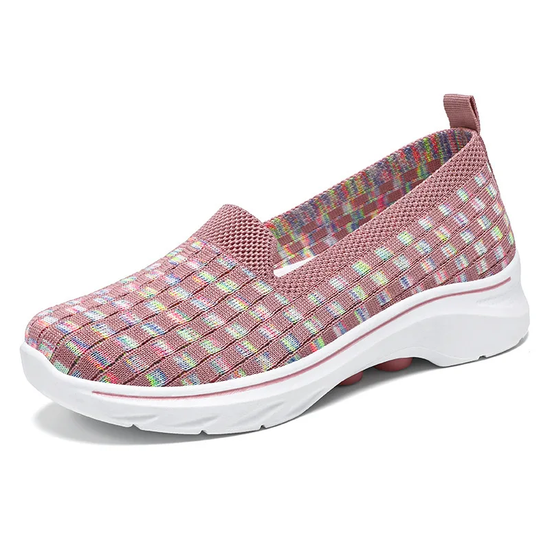 New Casual Athletic Sandals Sports Gym Running Shoes Sneakers Knitting Comfortabele Mom Mesh Loafer Multicolor Mary Janes Flats