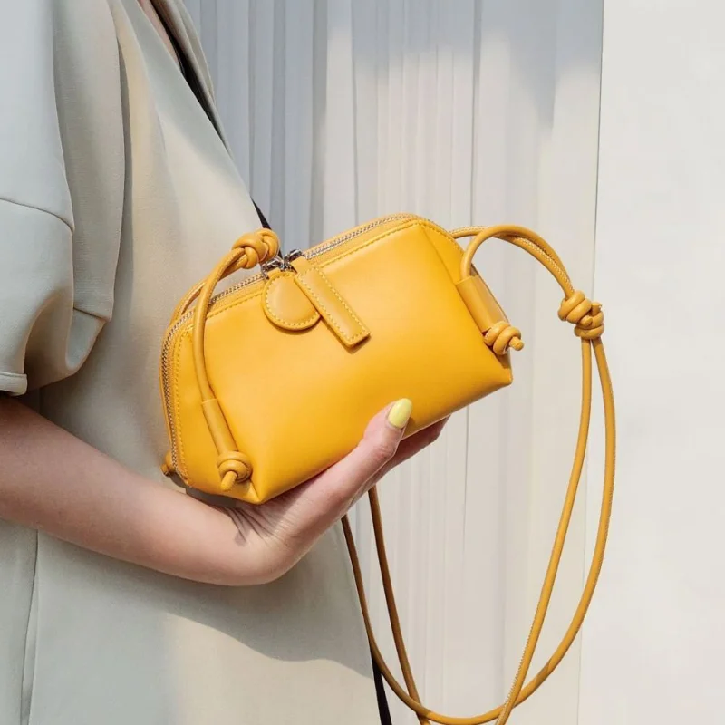 

High Quality Women Genuine Leather Crossbody Bag Minimalist Shell Design Casual Commuter Purse Adjustable Shoulder Bag