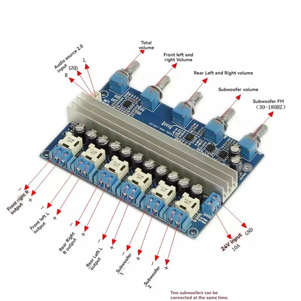 TPA3116 4.2 قناة مكبر للصوت مجلس 100Wx2 + 50Wx4 2.0 ستيريو المزدوج جهاز تضخيم الصوت مجلس DC24V A002