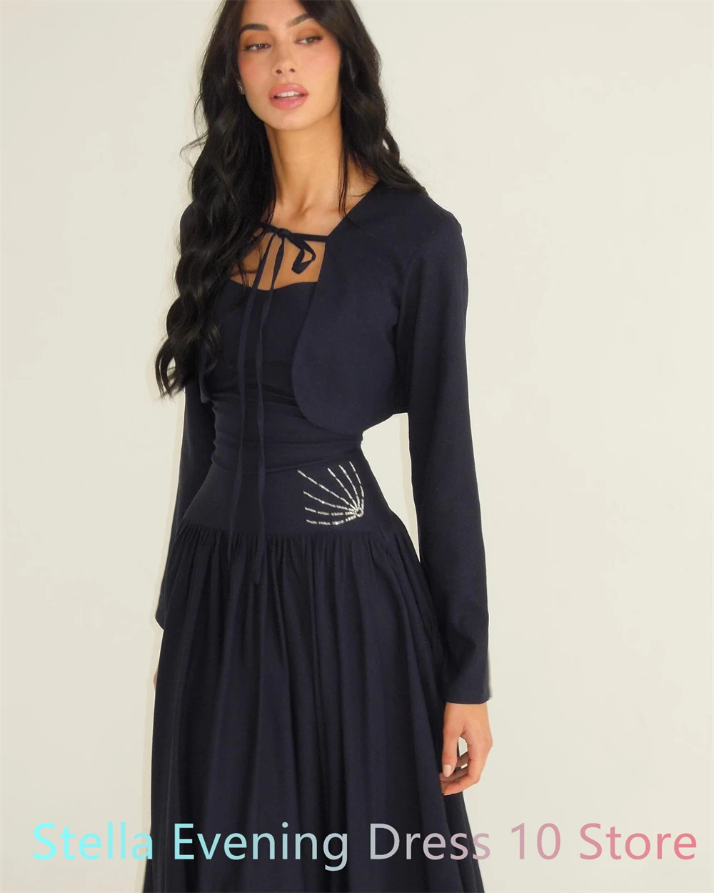 Robe de soirée en mousseline de soie noire, personnalisée, Simple, moderne, manches longues, robes de soirée de luxe, traîne de balayage, robes d'occasion spéciale