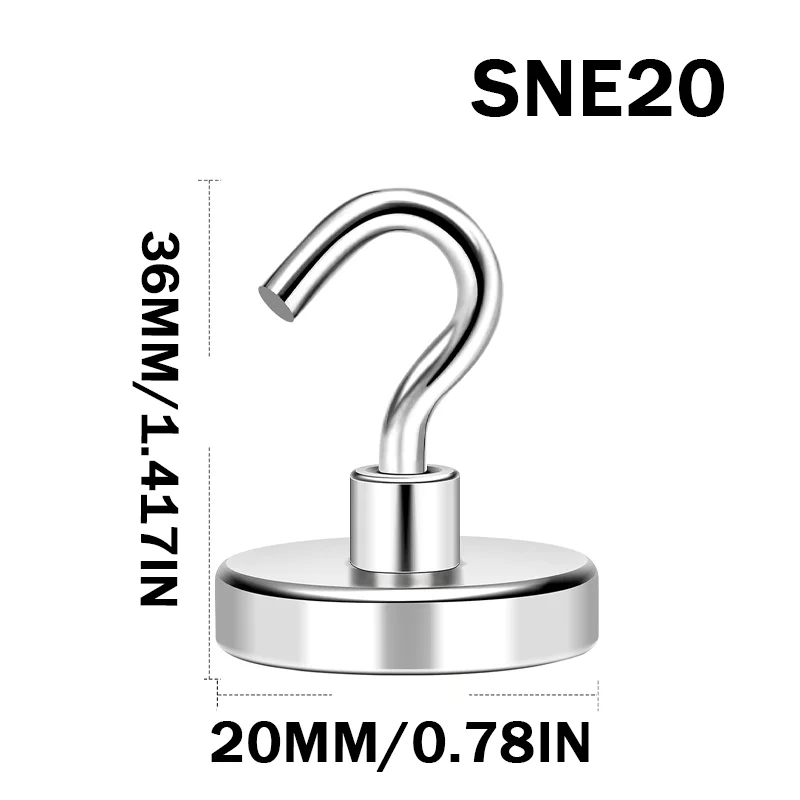 SNE16/20/25/32/42 Magnethaken - Einfach zu Installieren, Poliertes Metall, Geeignet für Büro, Küche, Garten, Schlüssel und Wasserflaschen – Detail 4