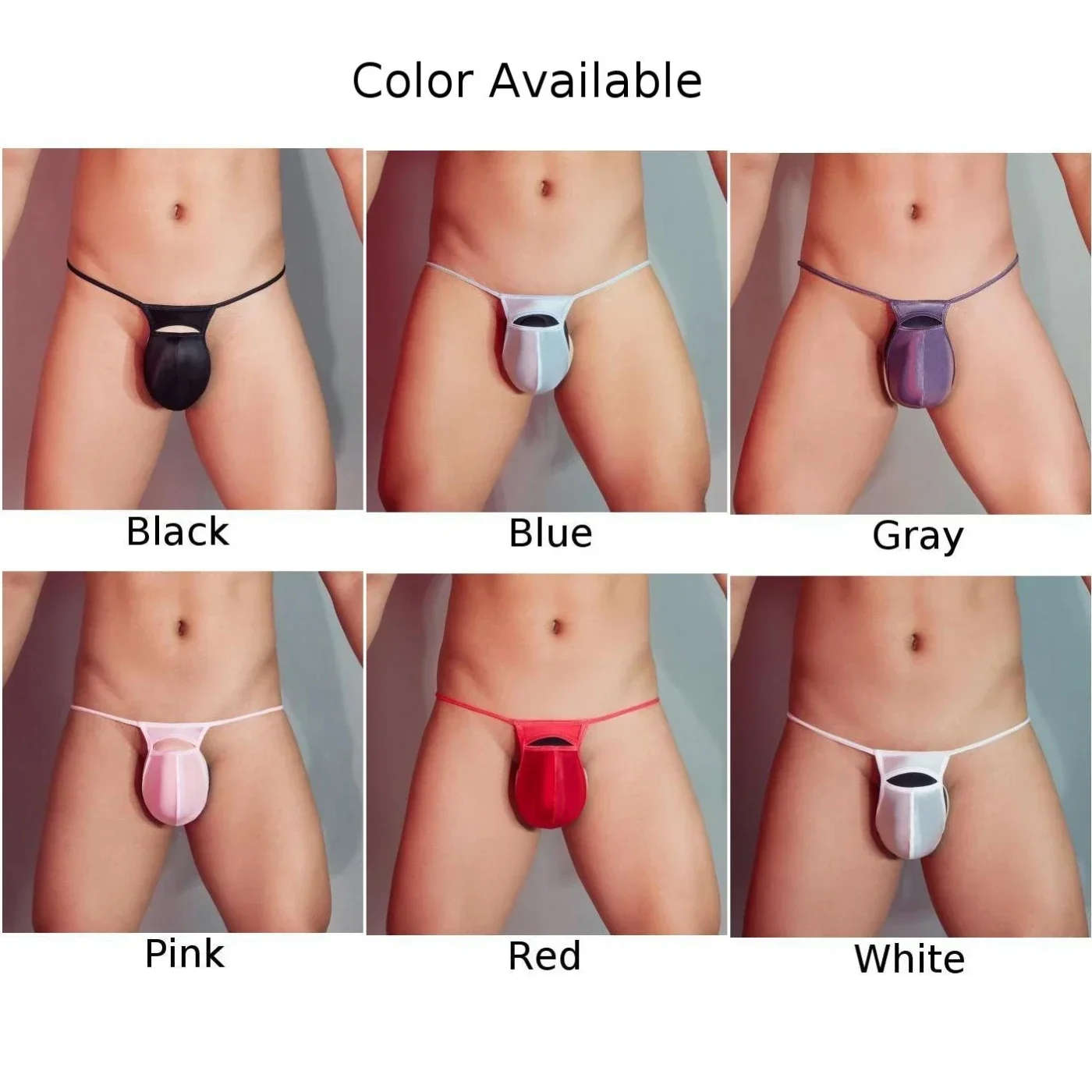 Men Sexy Sissy Low Rise Thin Transparent Briefs Bulge Pouch Underwear Panties Thongs G-String Seductive Hollow Men\'s T-back