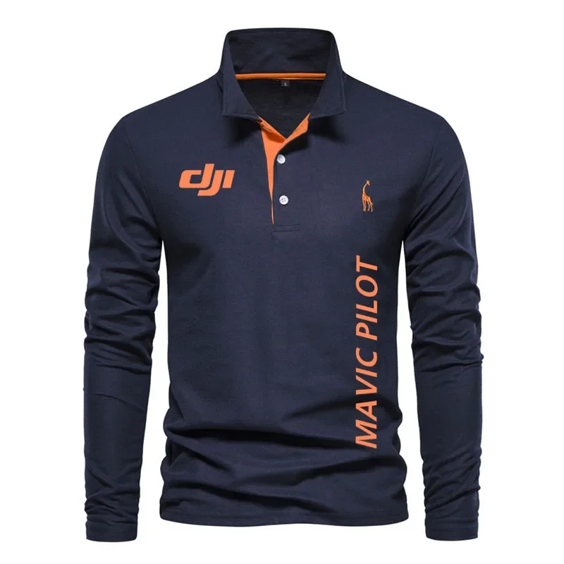 100% cotton men\'s POLO shirt DJI long sleeve T-shirt for men Comfortable hip hop High quality business comfort sweatshirt