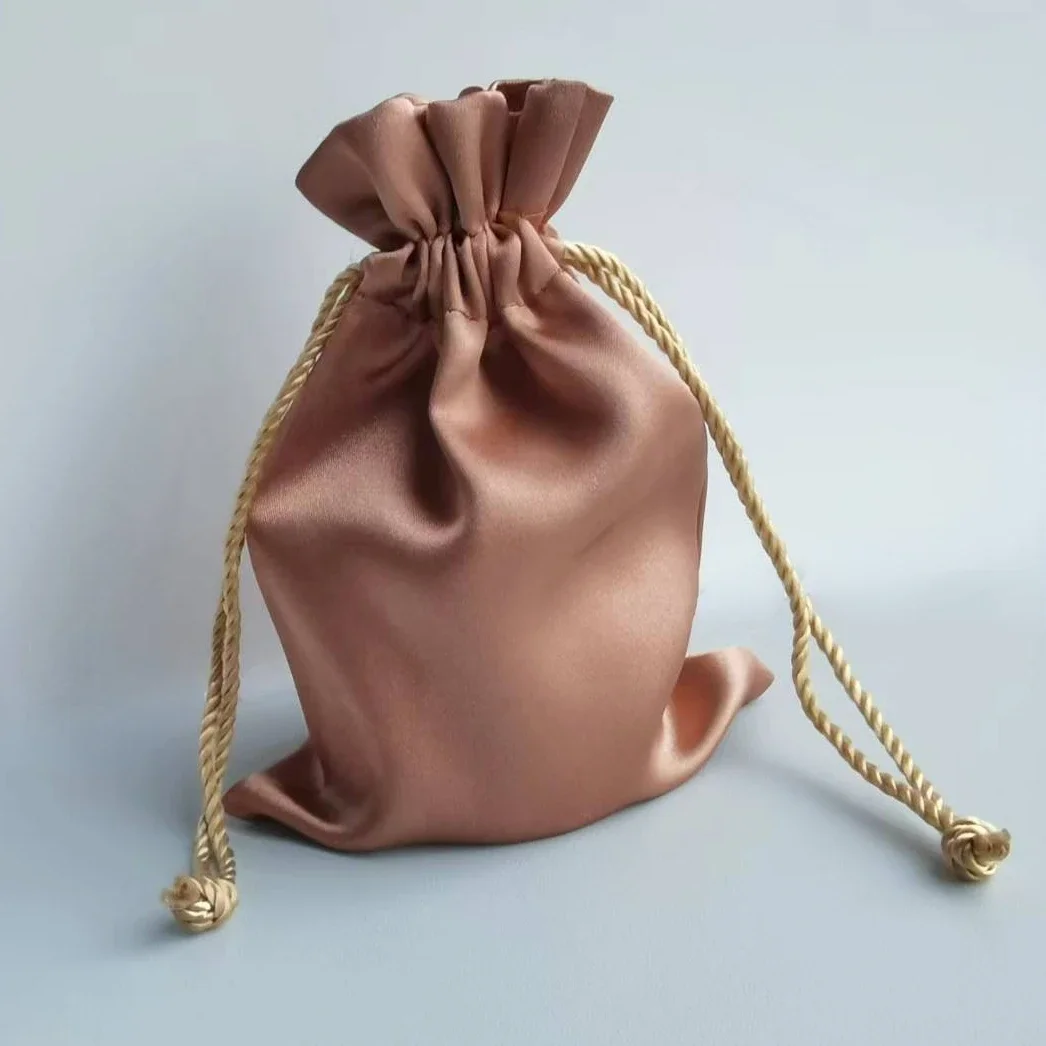 

50pcs Customizable Logo Bag Maroon Wood Ear Drawstring Bags Cosmetic Skin Care Products Storage Pouch Shoes Clothes Dust Pouches