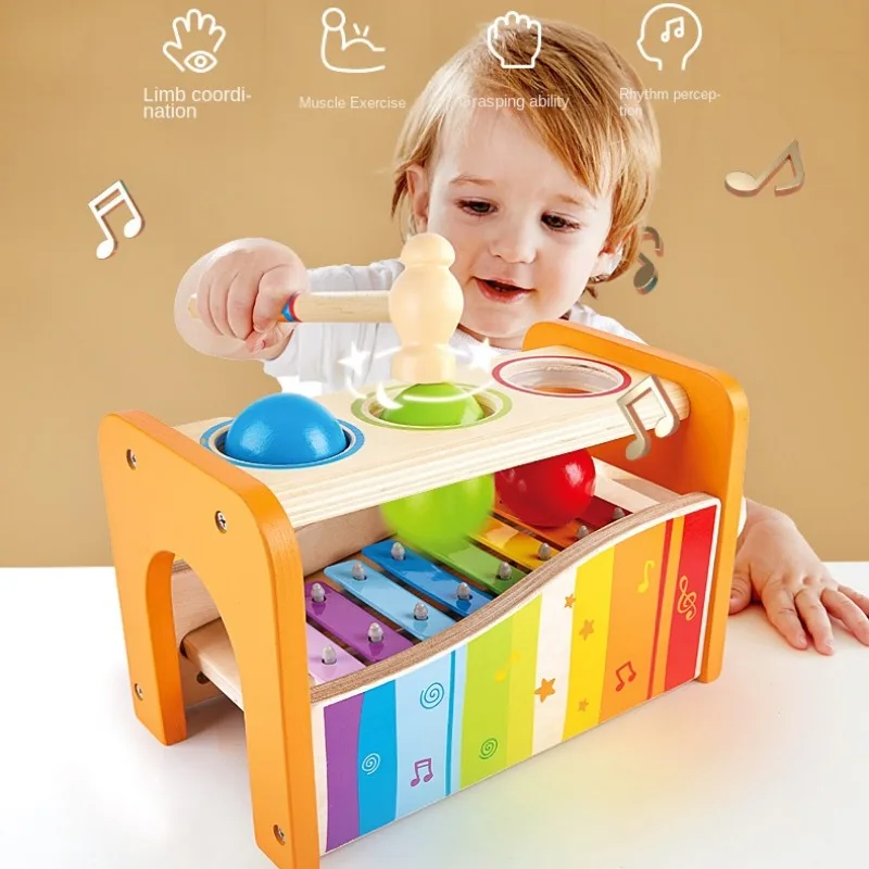 ชุดเครื่องดนตรีเคาะจังหวะ 2 in 1 รุ่น Early Melody Percussion Table ไซโลโฟนขนาดเล็ก ของเล่นเสริมพัฒนาการด้านประสาทสัมผัส ทำจากไม้ แบบมอนเตสซอรี่ ชุดไซโลโฟน ของเล่นเสริมพัฒนาการ