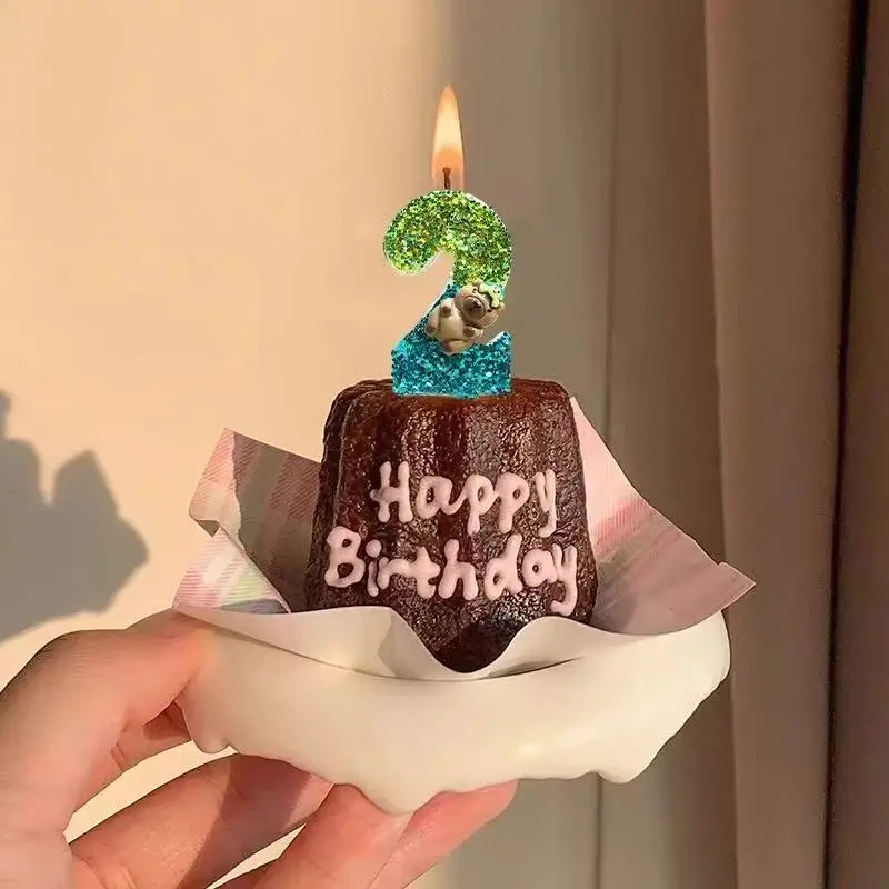 Bonita vela de capibara con números de 0 a 9, adorno para tarta, vela Digital de cumpleaños para niños, decoración para fiesta de cumpleaños, Baby Shower, dibujos animados