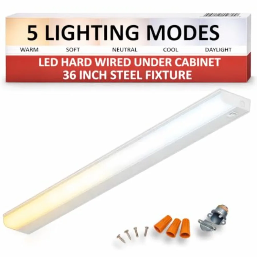 Heavy-Duty Steel Hardwired Under Cabet Light, ., 5 CCT Selectable 2700K-5000K,True Replacement for Built- Fixtures, Wide Body D