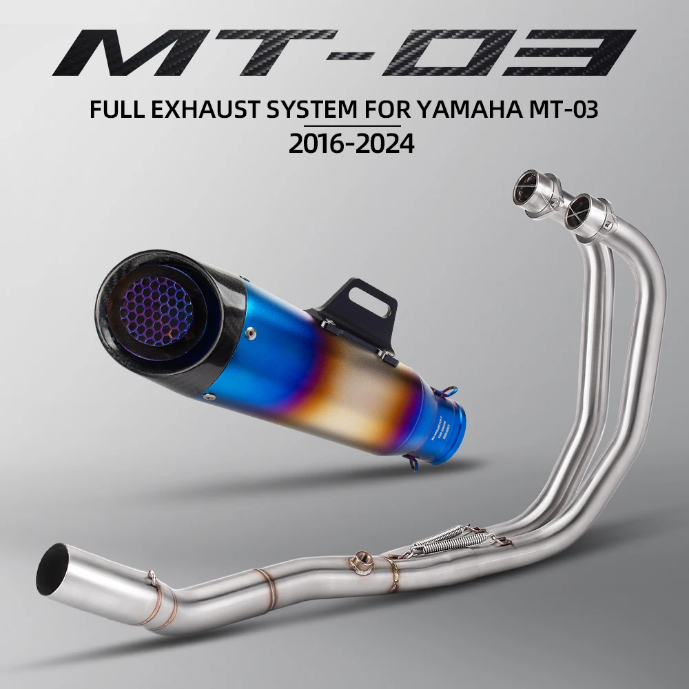 

Carbon Fiber Three Layer Muffler Front Link Pipe Motorcycle Exhaust Full System For Yamaha MT03 2016-2024 51MM