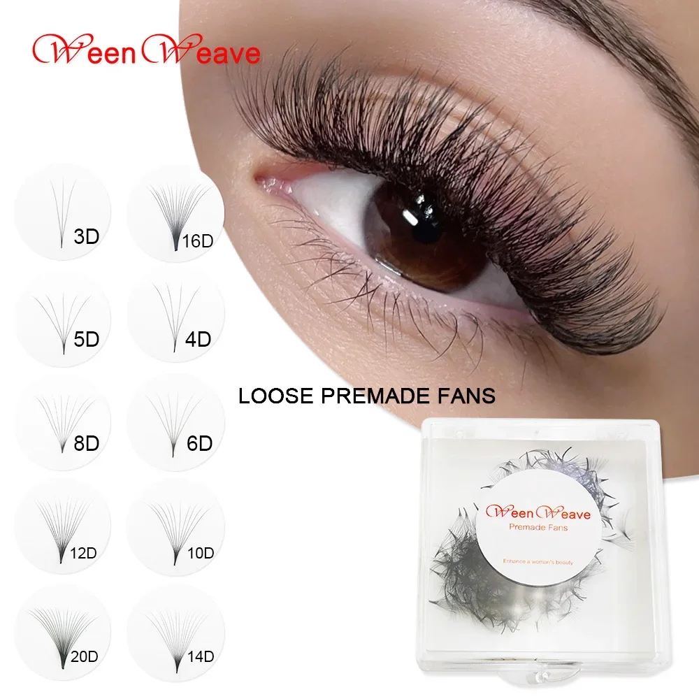 

WeenWeave 3D-20D Loose Fans Pointy Base Volume Lashes Medium Stem Sharp Thin Promade 500 Fans Eyelash Extensions