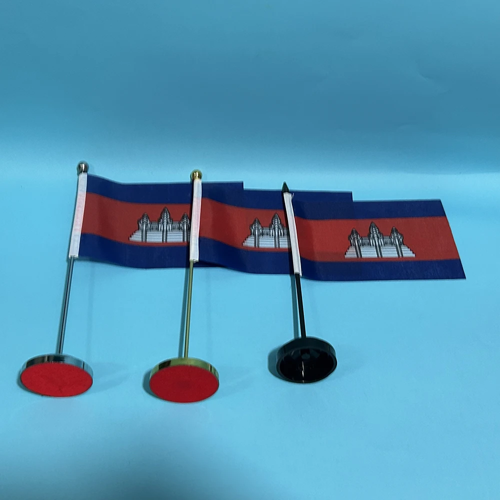 SKY FLAG Office Desk Flag of Cambodia Flag 14x21cm Polyester Cambodia National Banner Desk Ornaments Flags for Table Decoration
