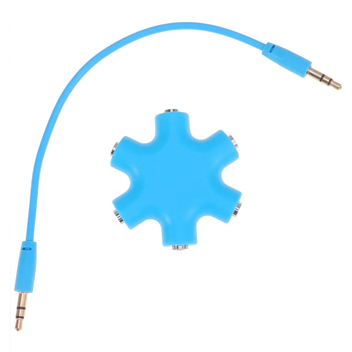 Hexangular 5-Way 6-Port Headphone Splitter Adapter Audio Connector for Phone Music Player Pc Sharing Sound Mixing