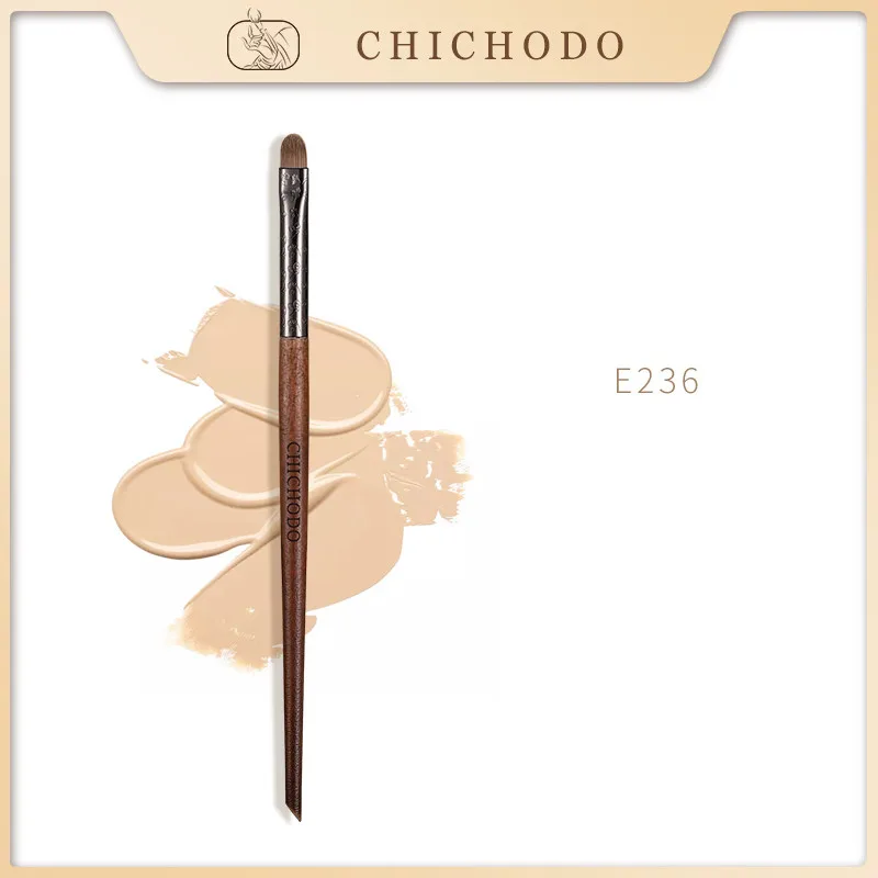 CHICHODO-brocha cosmética tallada con láser, pinceles de maquillaje de tubo con patrón de nubes auspiciosas, pelo sintético, corrector pequeño, Brush-E236