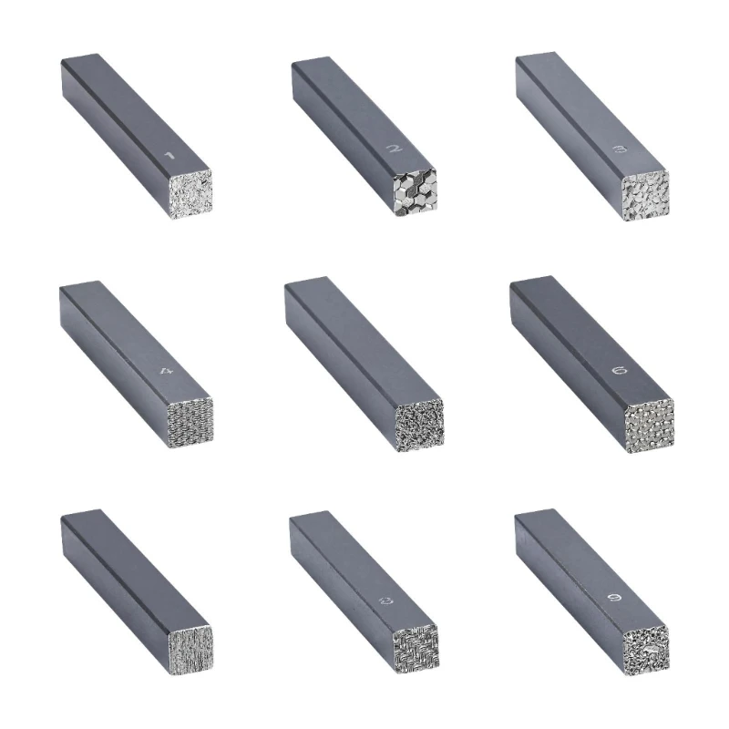 N5KE Jewelry Stamping Tool with Square Textured End, Metal Construction for Patterning Silver and Gold Jewelry Workpieces