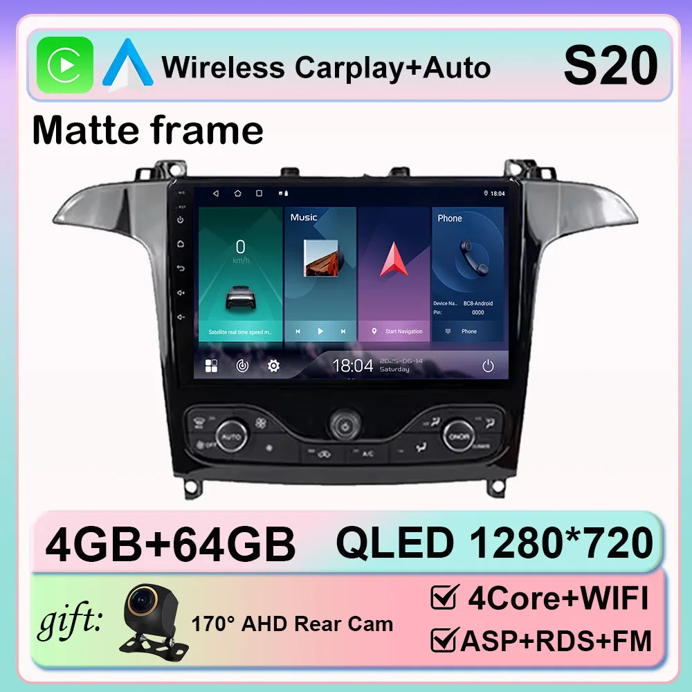Android 16 Autoradio Voor Ford S Max S-MAX 2006-2015 Voor Ford Galaxy 2014 Carplay Multimedia Video speler navigatie GPS Geen 2din