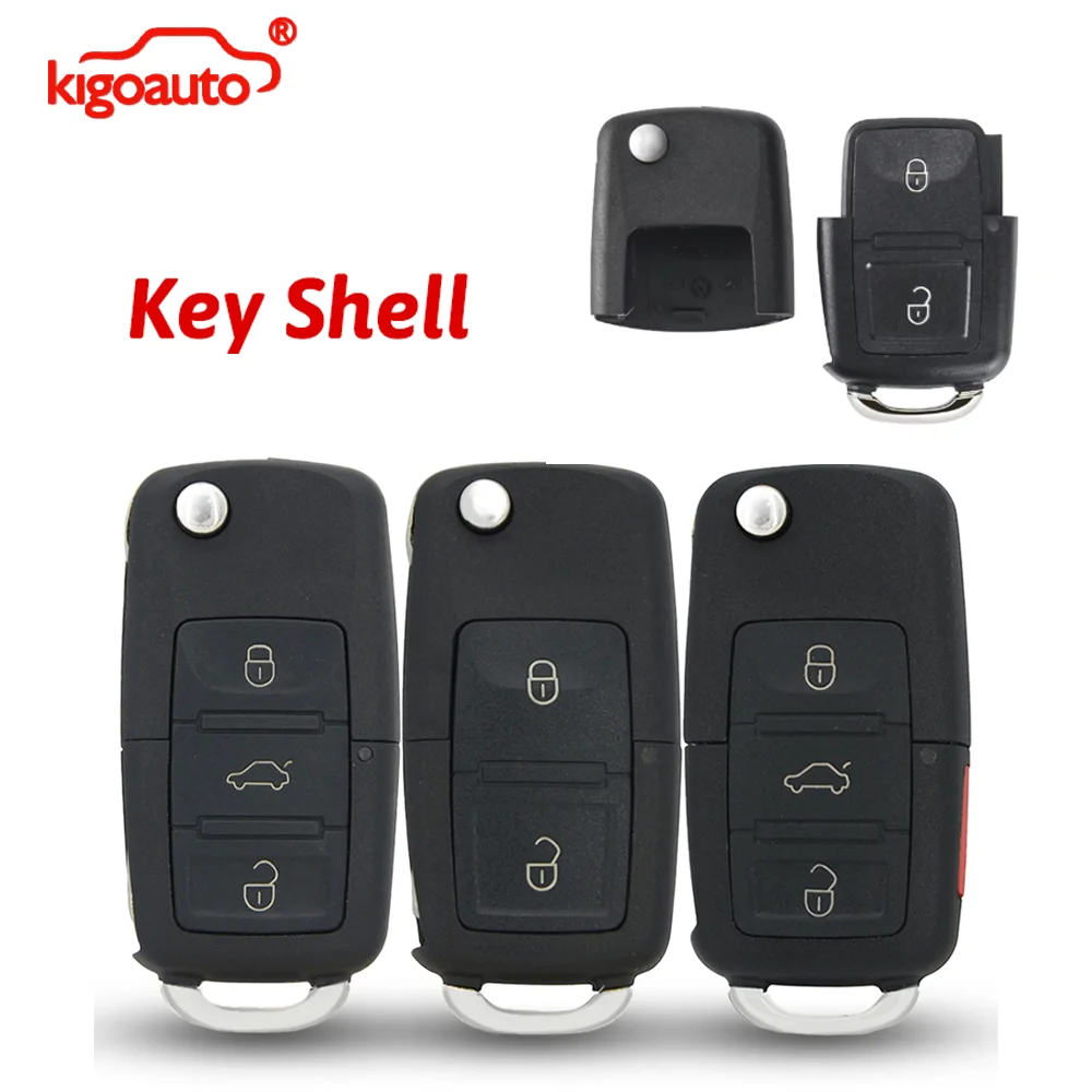 Kigoauto Fernbedienungs-Schlüsselgehäuse 2/3 Tasten 1JO-959-753-T für VW Volkswagen Seat Skoda Passat Golf Jetta Polo Bora ab 2000