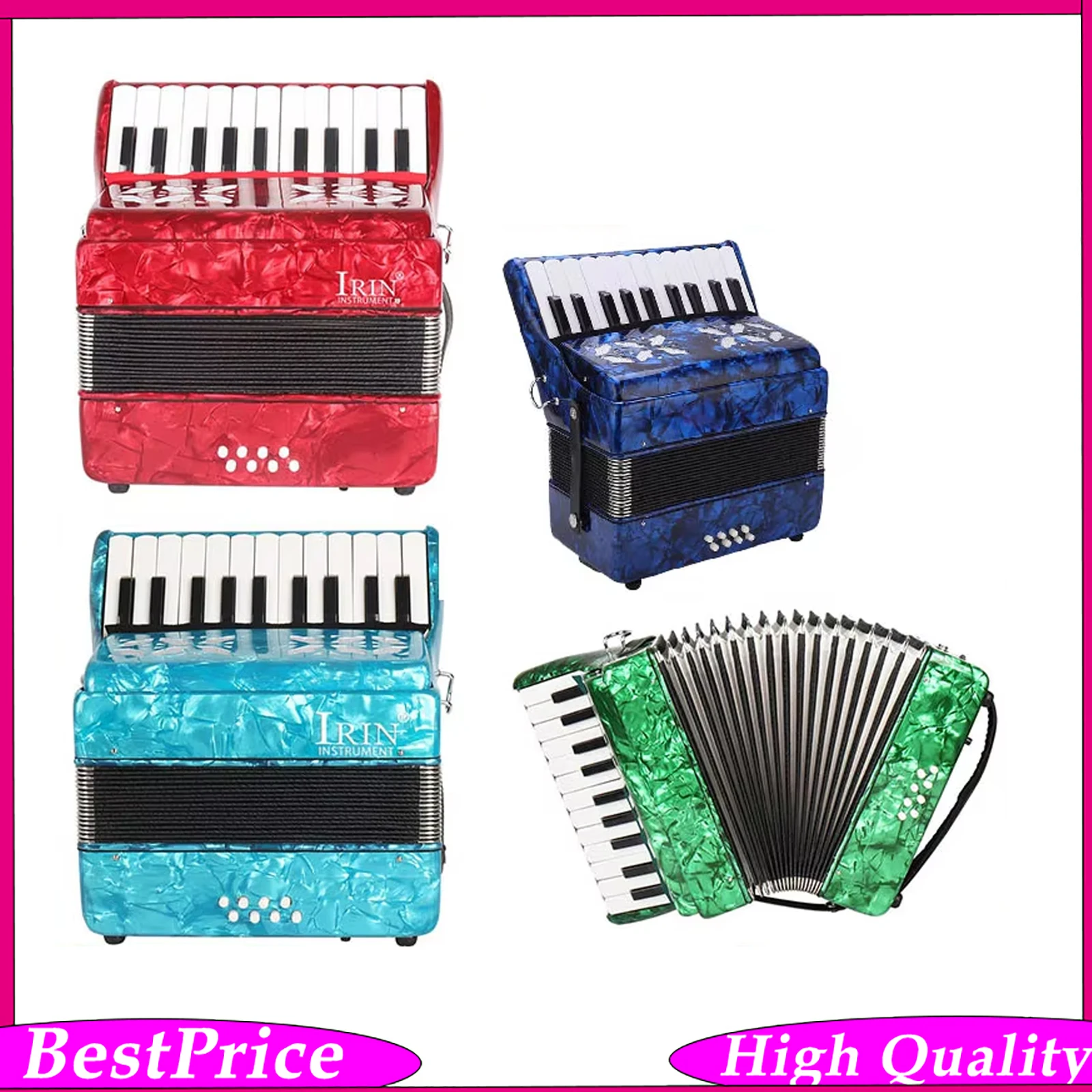 AR‑80 22‑Key 8‑Bass Accordion Button Accordion Complete Full Accessory Kit for Student Learning Practice Festival Gift Giving