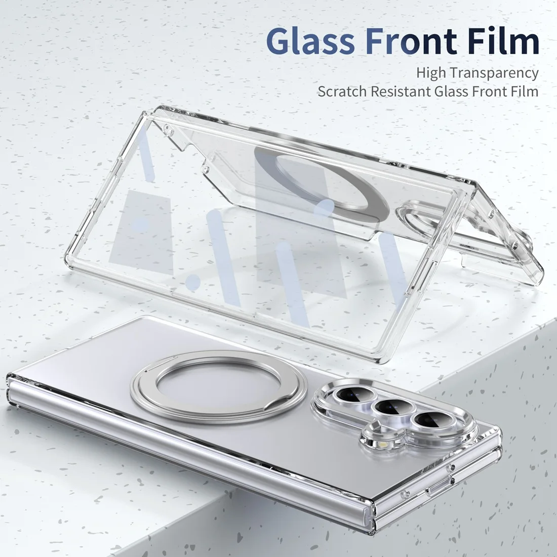 Etui z przezroczystego, magnetycznego, odpornego na wstrząsy materiału, kompatybilne z MagSafe, z osłoną ekranu i podstawką, do Samsung Galaxy Z Fold 7. — zdjęcie produktu 4