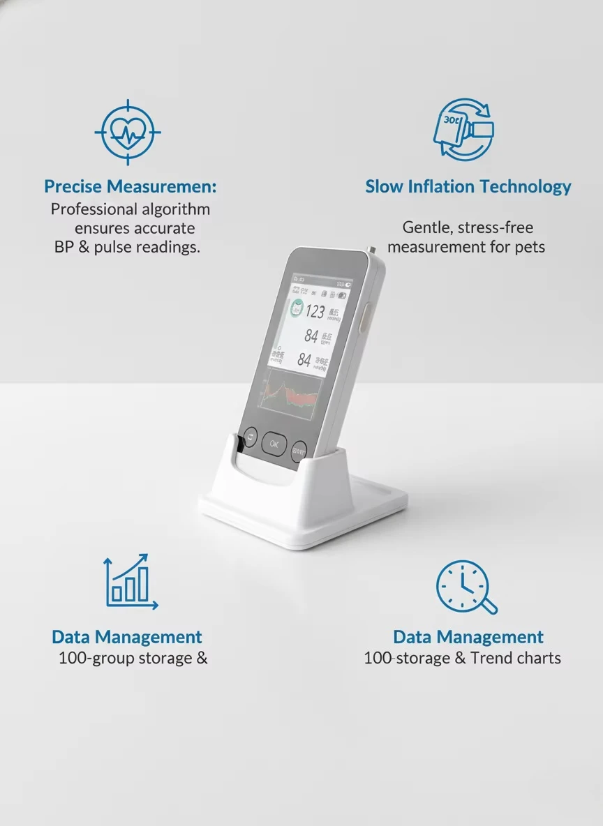 Small veterinary blood pressure monitor that generates big data trend graphs and is easy to carry