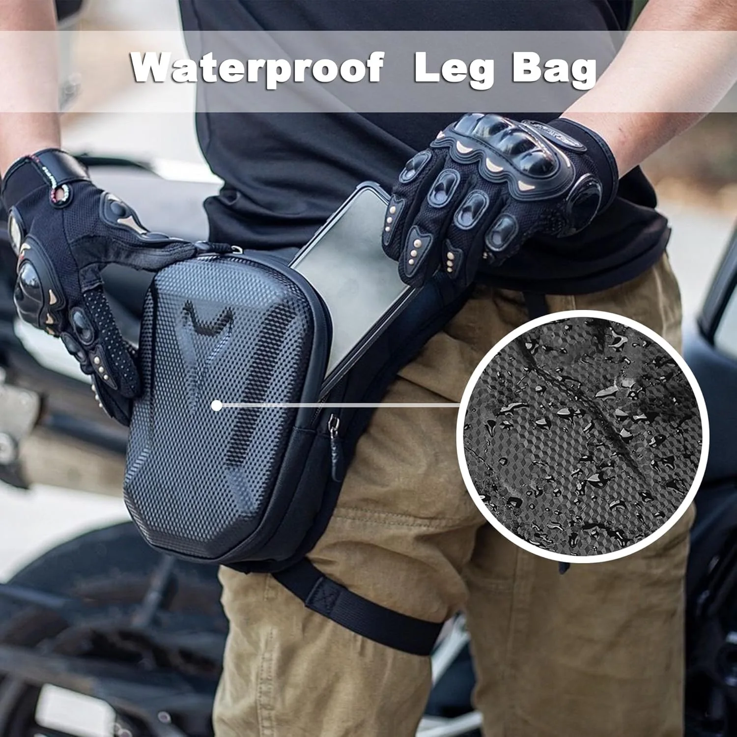 Motorcycle Hard Shell Leg Bag Waterproof Wear Resistant Multifunctional Storage Pouch Adjustable Crossbody Waist Bag for Men