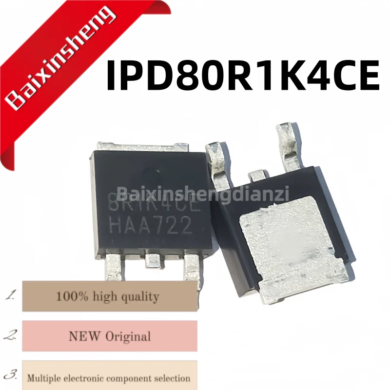 

10 pieces, IPD80R1K4CE, Screen printing: 8R1K4CE, surface mount package TO-252, brand new field-effect transistor