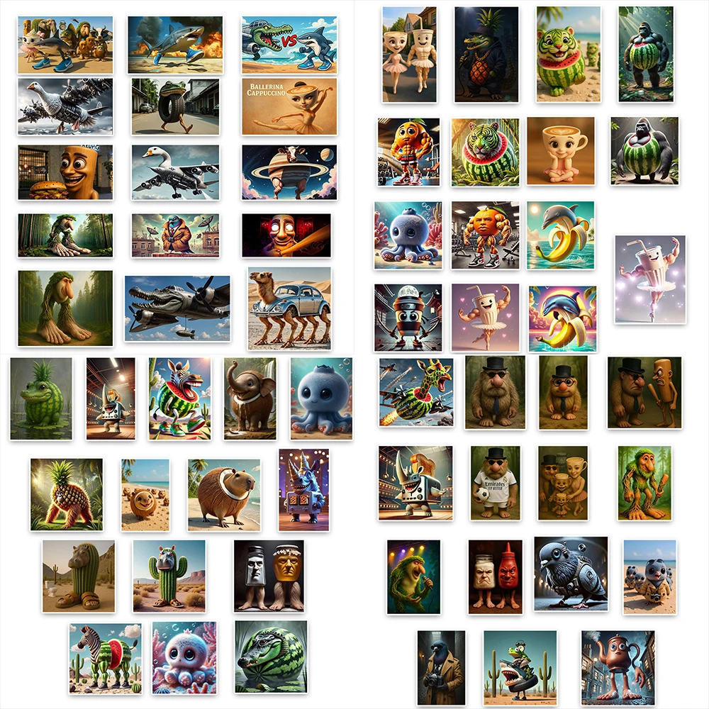 

60 шт./компл. новые итальянские наклейки Brainrot Tung Tung Sahur фигурка Tralalero Tralala наклейки наклейка DIY игрушка чашка телефона декор для ноутбука