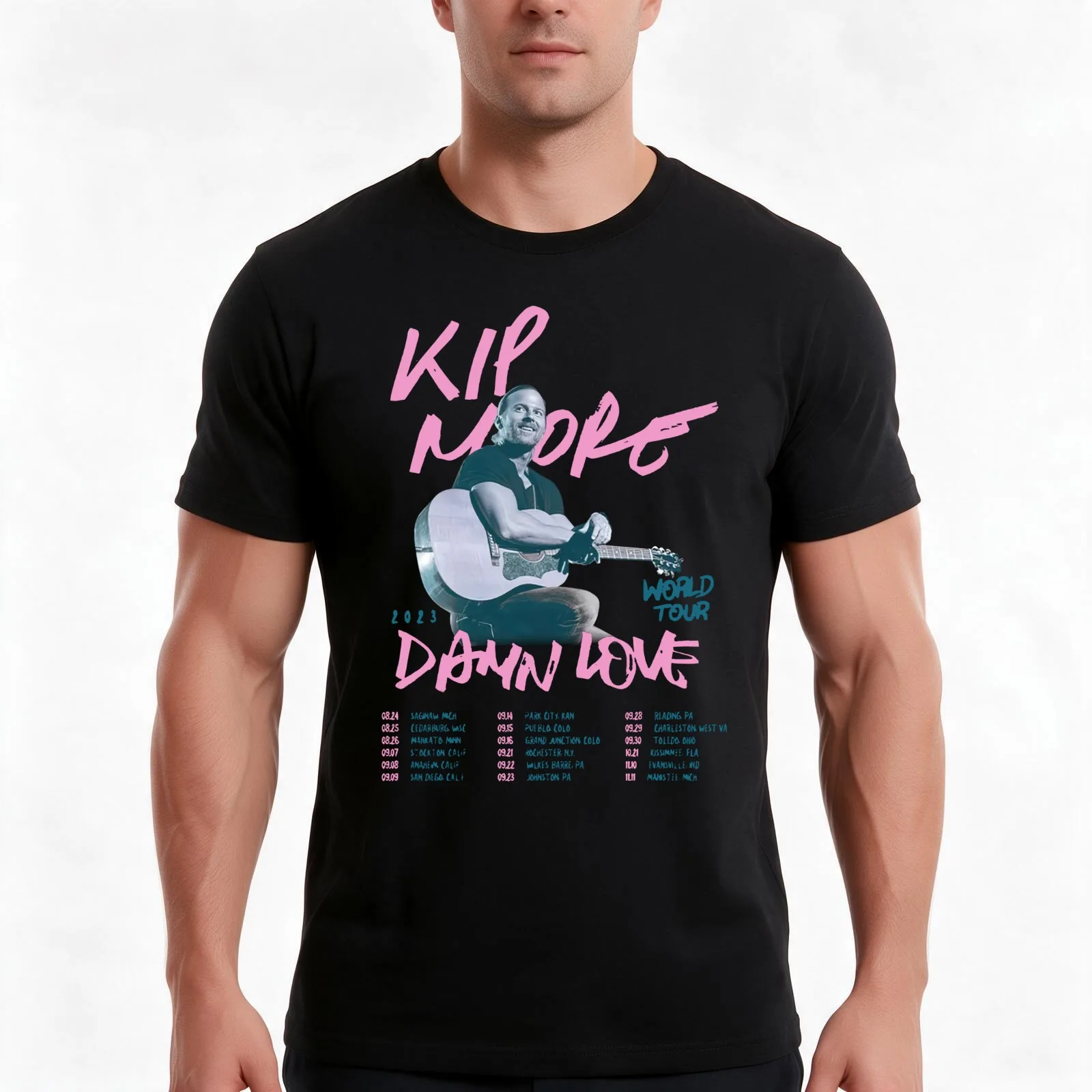 Kip Moore Damn Love Fall Tour T-Shirt Summer Casual Cotton Tee Oversized Streetwear Tops Vintage Graphic Print 100% Cotton
