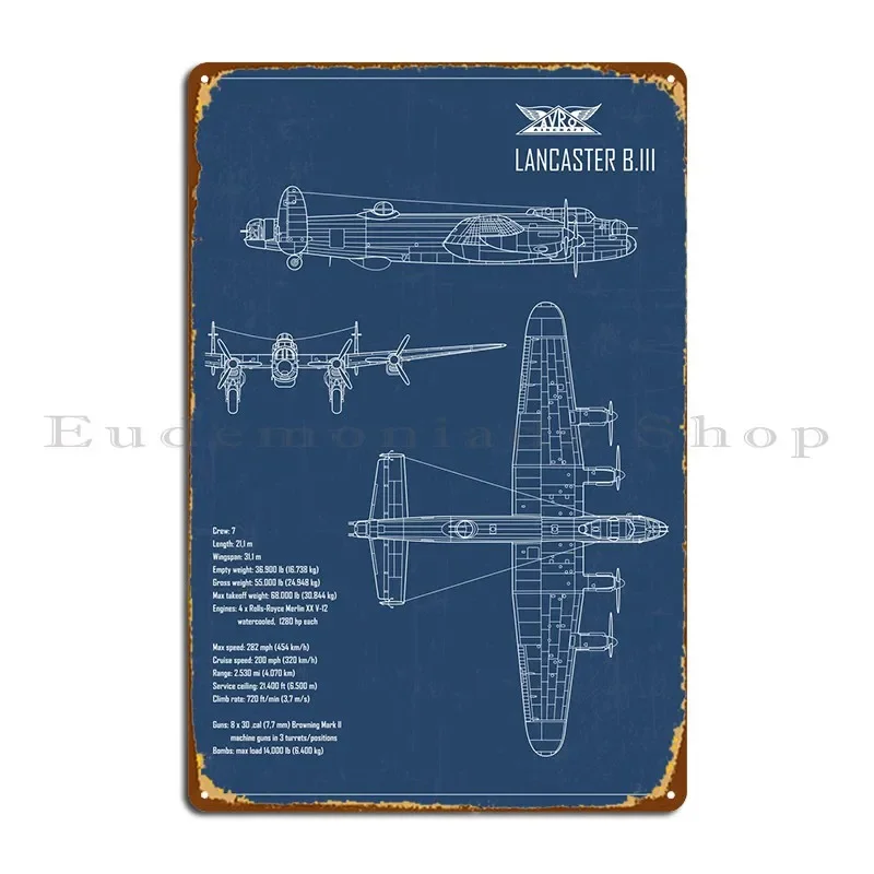 Avro Lancaster Ww2 Bomber Metal Plaque Wall Cave Decoration Design Character Club Tin Sign Poster