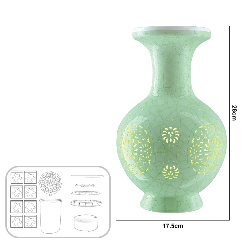 3D DIY головоломка в сборе, цветочная бутылка, фарфоровый дизайн со светом, развивающая игрушка, украшение дома, композиция для дома, согревающие подарки