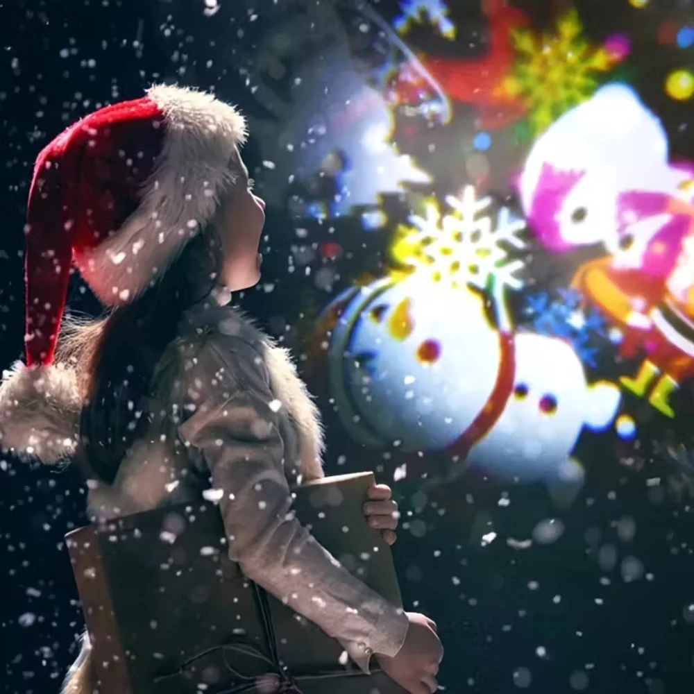 Proyector LED USB de Navidad, luces navideñas, lámpara de noche de proyección navideña, foco de copo de nieve de Papá Noel para decoración de fiesta de año nuevo