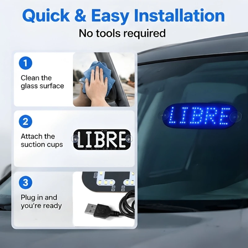 XA6H Suction Cup Cab LED Sign for Windshield Availability, Vehicle Display Board with Corded Power Control Mount