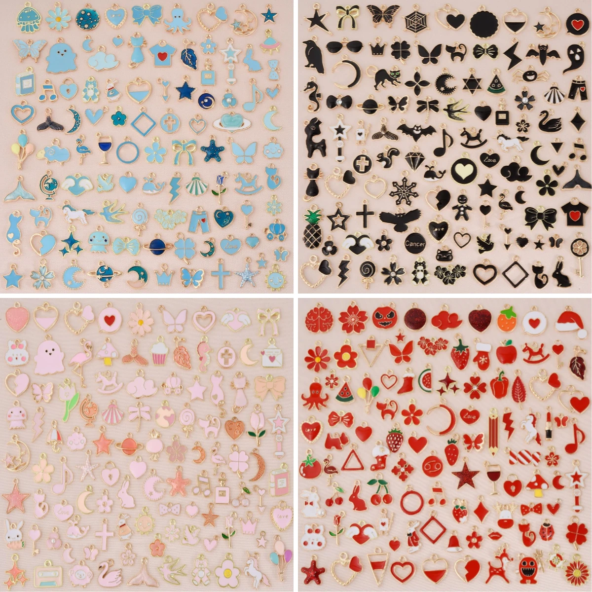 Mixed 20pcs/lot Colorful Assorted Enamel Charms Animal Star Fruit Moon Pendants for Necklaces Bracelets DIY Jewelry Craft Making