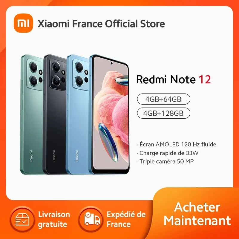 Xiaomi Redmi Note 12 Smartphone [official] Xiaomi Hz screen 33 W fast charging 50 MP Triple camera