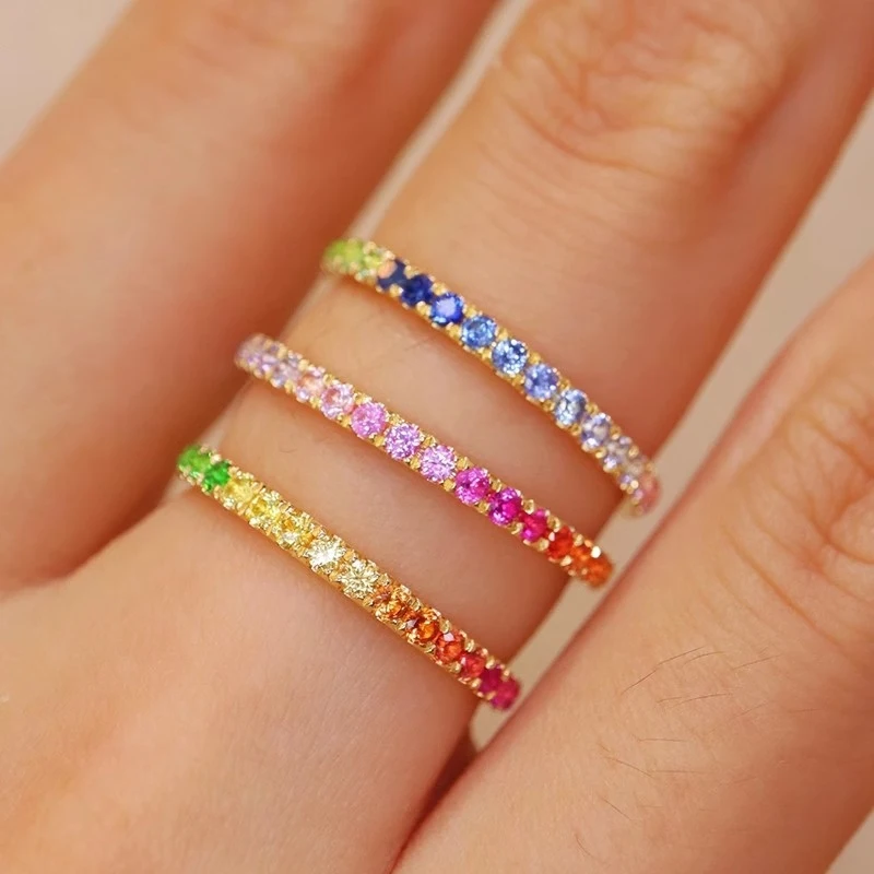 2026 Neues 925 Silber Farbiges Exquisites Ringset - Damenring - Luxuriöser und Einzigartiger Funkelnder Ring - Hochzeitsschmuck Geschenk