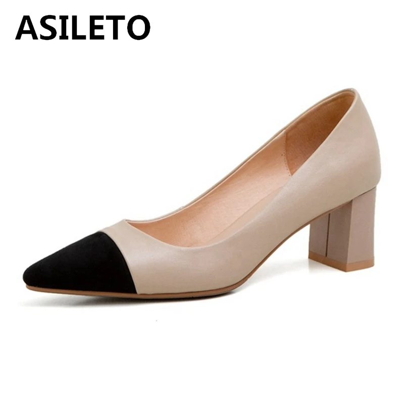 

ASILETO Genuine Sheepskin Leather Luxury Dsigner Pumps High Heel Shoes Party Wedding Pointed Stilettos Patchwork Chaussures 43