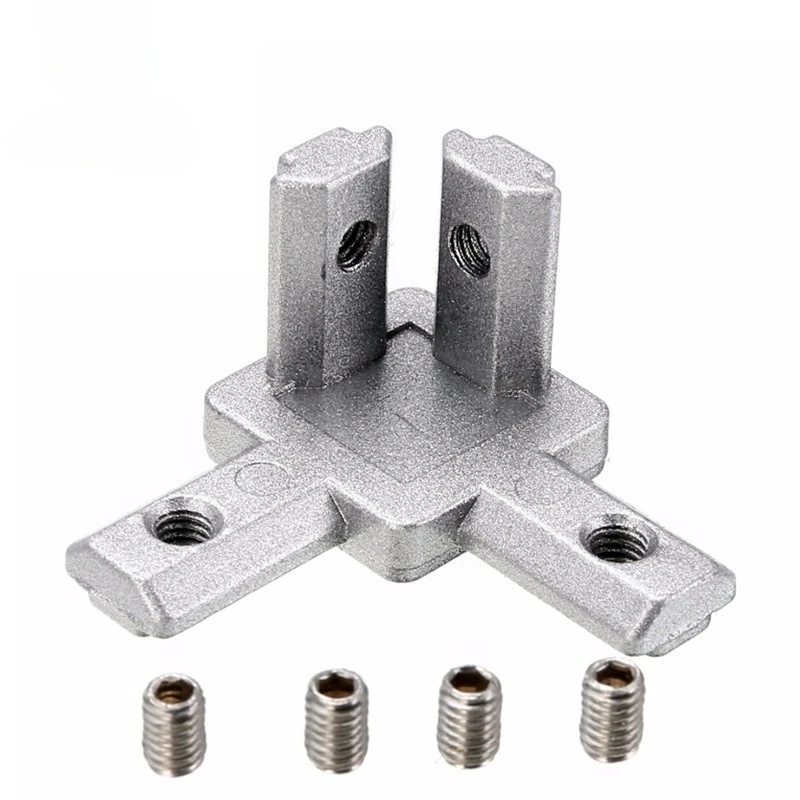 8pcs 3-Way End Corner Bracket Connector for European Standard Aluminum Extrusion Profile 1515 2020 3030 Series Slot with Screws