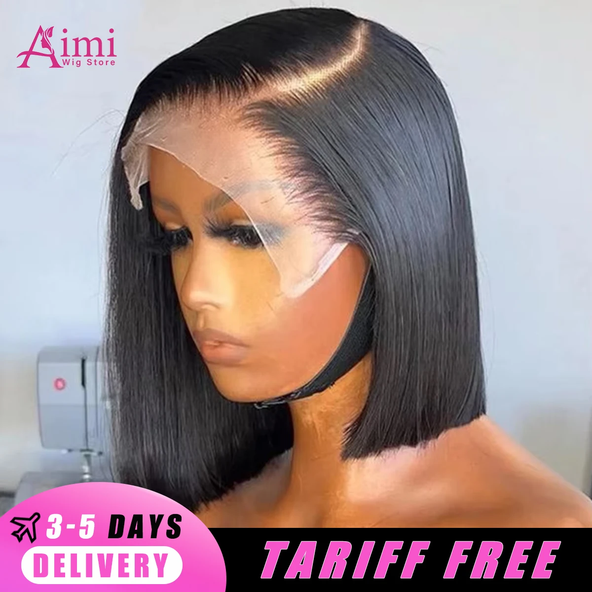 200 Density Bob Short Wig 14 Inch Straight Lace Front Human Hair Wig 13x4 Transparent Lace Frontal Human Hair Bob Wigs For Women