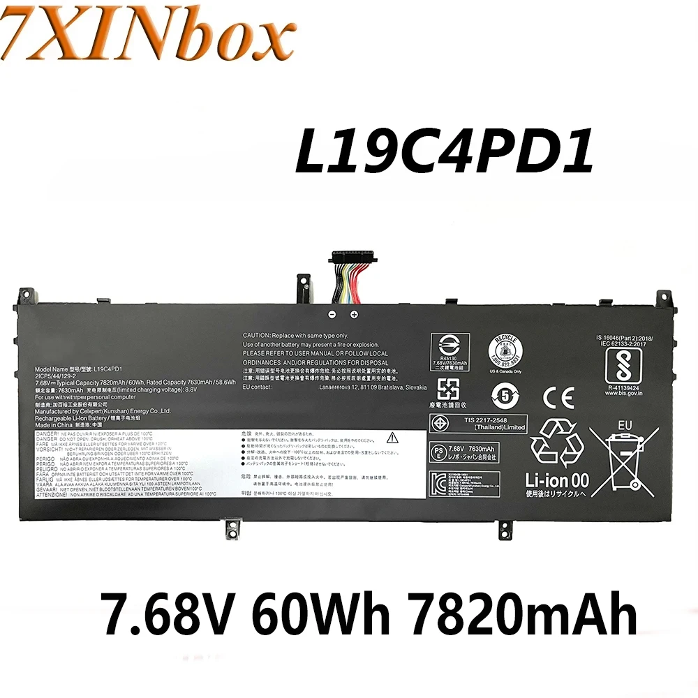 

7XINbox L19C4PD1 L19D4PD1 L19M4PD1 L19L4PD1 7.68V 60Wh 7820mAh Laptop Battery For Lenovo Yoga C640 13 C640-13IML Series