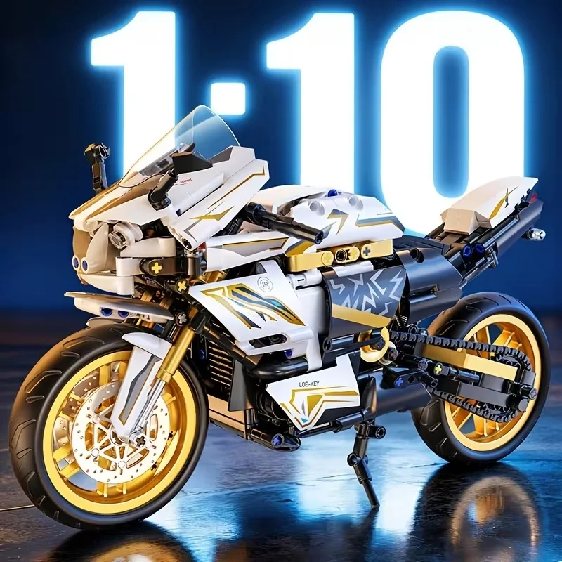 

Модель мотоцикла в масштабе 1:10, сборная механическая модель, гоночный стиль, устойчивая подставка для коллекции и декора, идеально подходит