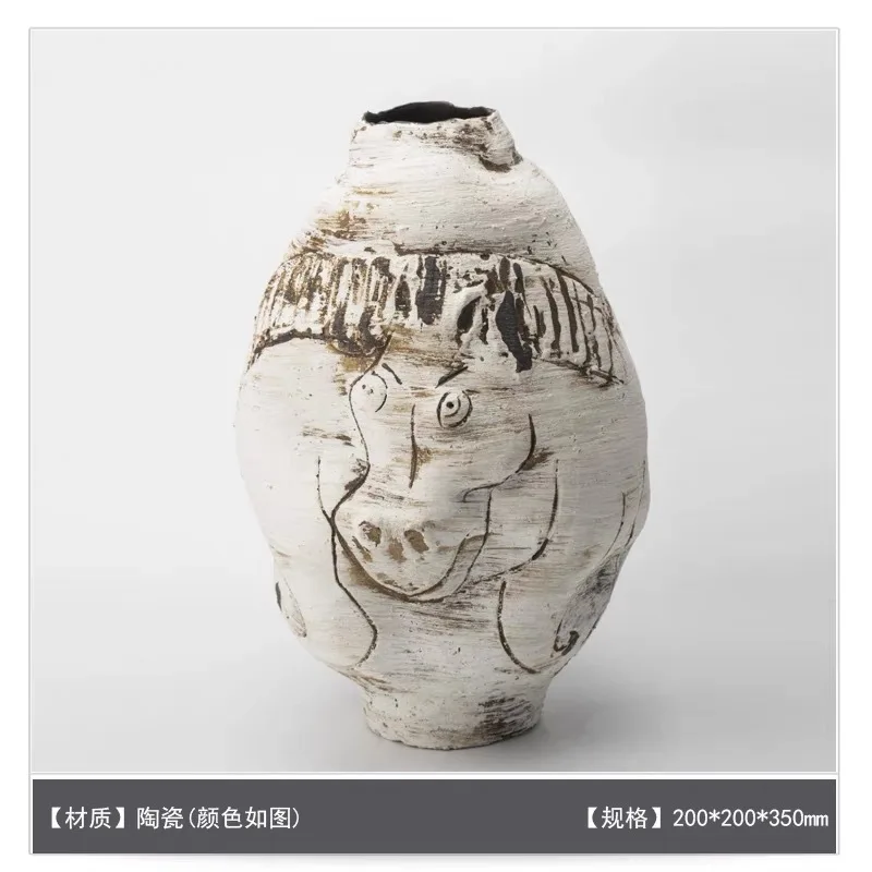 Wind Creative Retro Hand-painted Horse Ceramic Vase Ornament Model Room Sales Office Homestay Flower Arranger Ornament