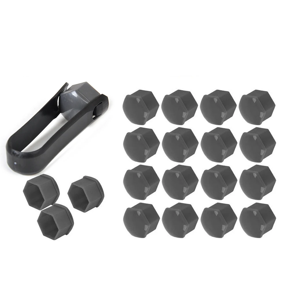 

20Pcs 17mm Gray Plastic Wheel Center Nut Caps Car Tire Lug Nut Bolt Covers Car Exterior Styling Accessories for VW Audi Skoda