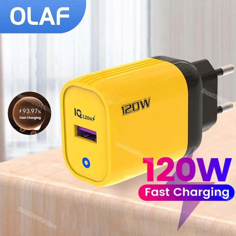 Adattatore per caricabatterie rapido Olaf 120W carica rapida 3.0 caricatore USB adattatore per telefono cellulare alimentazione per caricabatterie