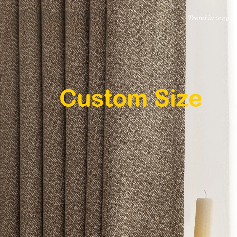 Antique Herringbone Pattern Cotton and Linen Jacquard Light Luxury Texture Shading Curtains for Living Dining Room Bedroom Decor