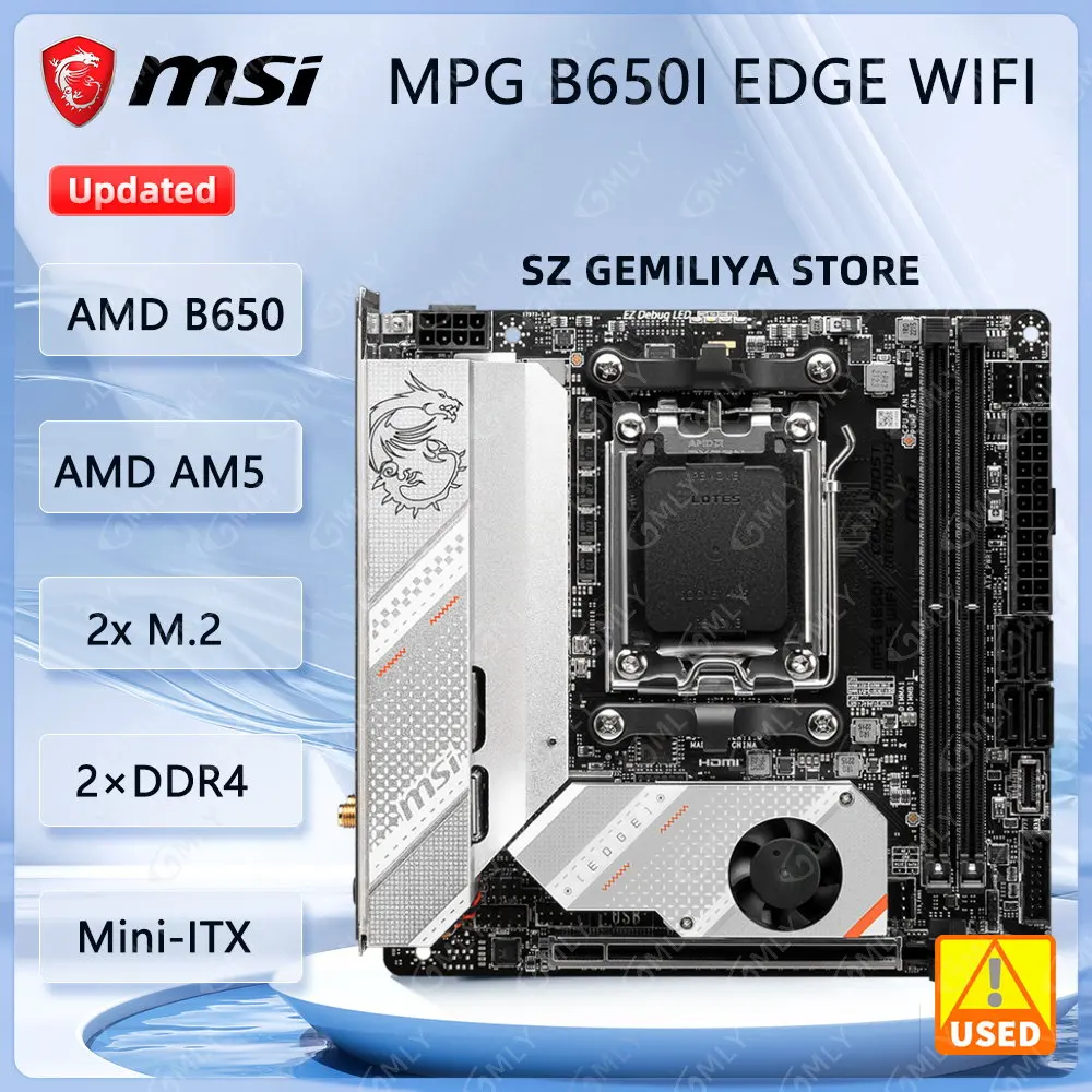 

﻿ MSI MPG B650I EDGE WIFI AMD B650 Mini-ITX Материнская плата с разъемом AM5 DDR5 128 ГБ 2x M.2 с поддержкой процессора Ryzen 9 7950X Ryzen 7 8700G