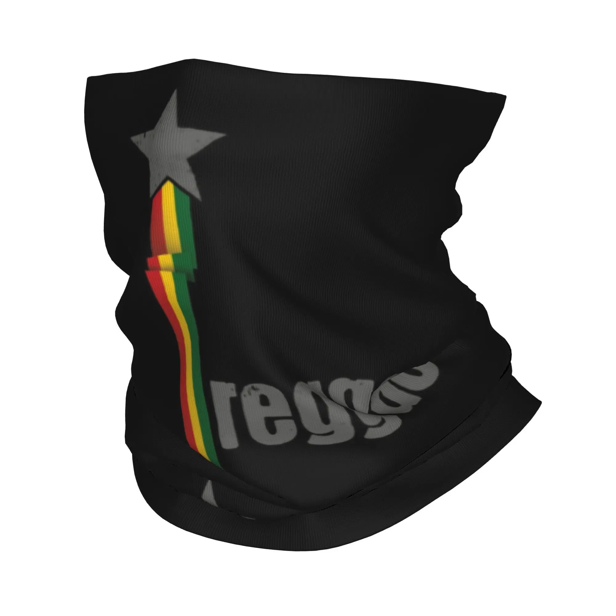 

Custom Rasta Colors Reggae with Star Bandana Neck Gaiter for Ski Hunting Women Men Wrap Scarf Jamaican Pride Headband Warmer