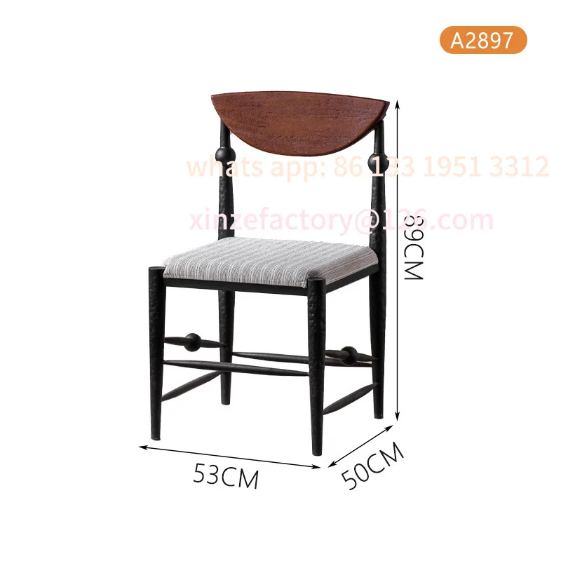 Nordic style solid wood chair, home soft seat dining chair designer creative leisure back chair, medieval style makeup chair