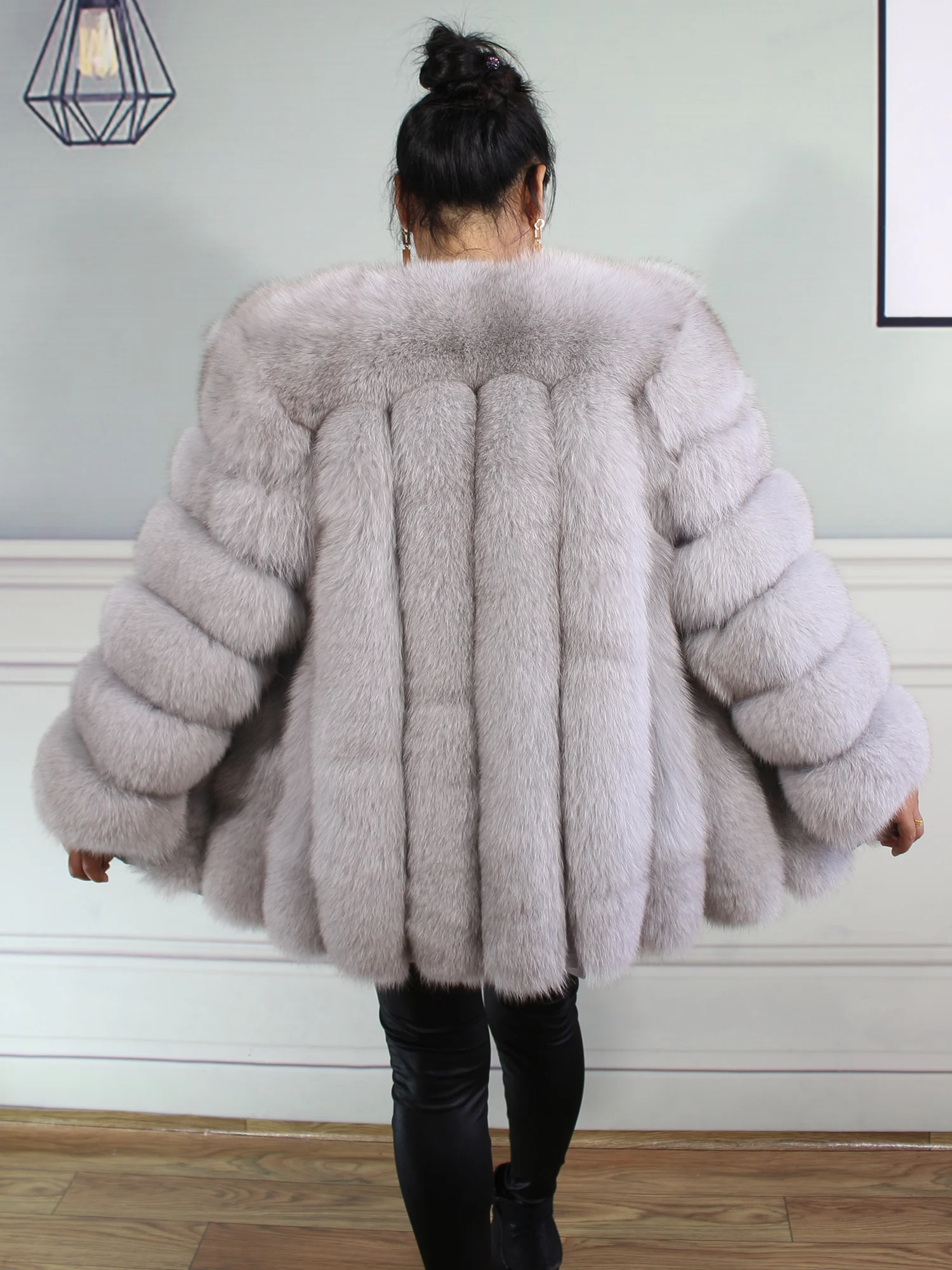 Women's polyester jacket, custom-made with faux fur